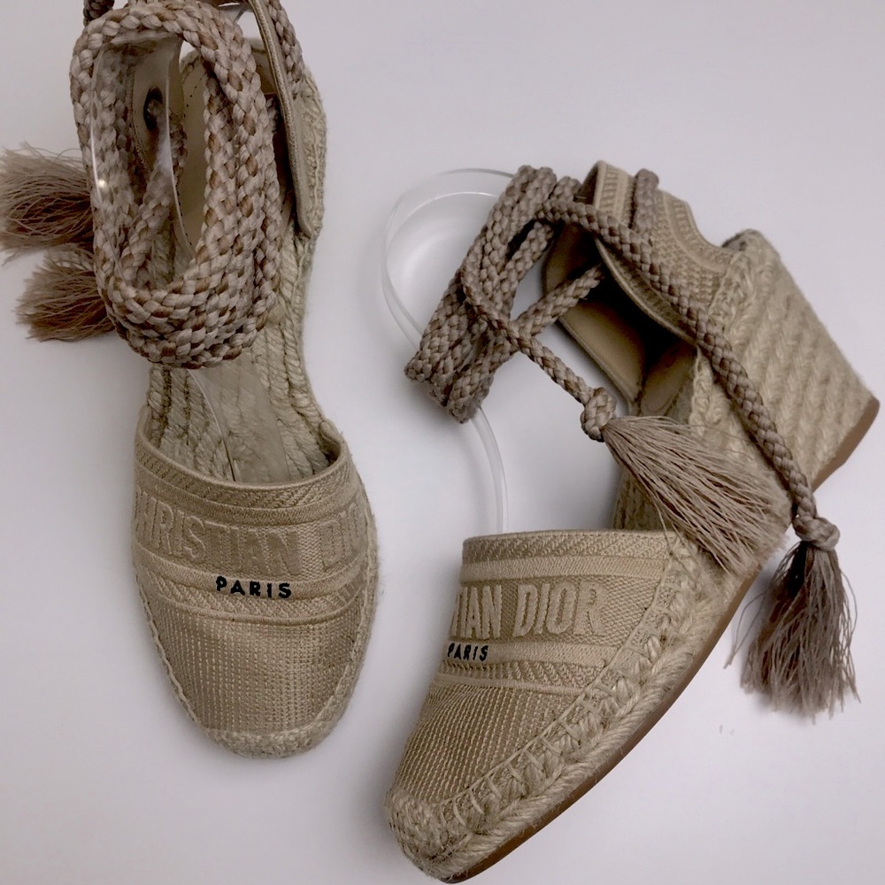 Dior Granville Espadrille Wedge Sandals